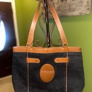 Vintage 2001 Mark Cross Black & Tan leather trim Tote – Embossed Logo